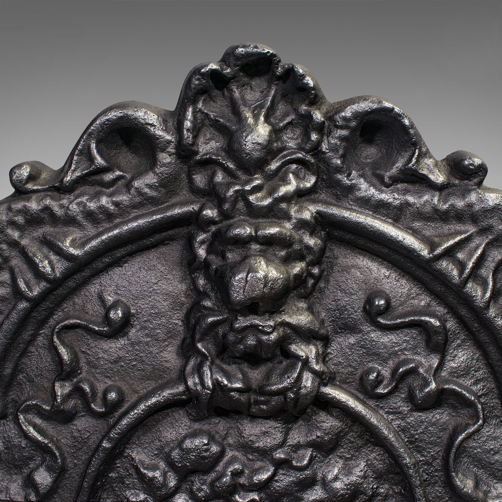 Antique Decorative Fire Backrest, English, Cast Iron, Fireplace Back photo vinterior