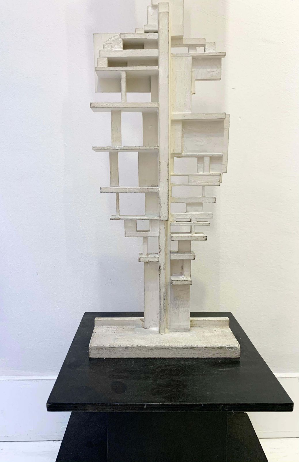 Mid Century White Wood Totem Sculpture By André Pailler, France 1970s photo Art