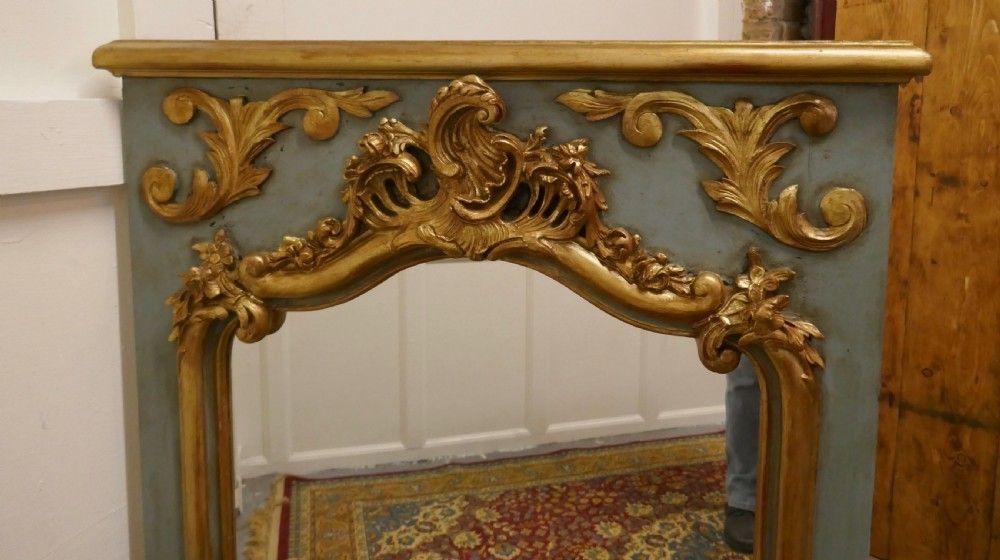 French Napoleon II Carved Gilt And Painted Console Mirror photo for sale