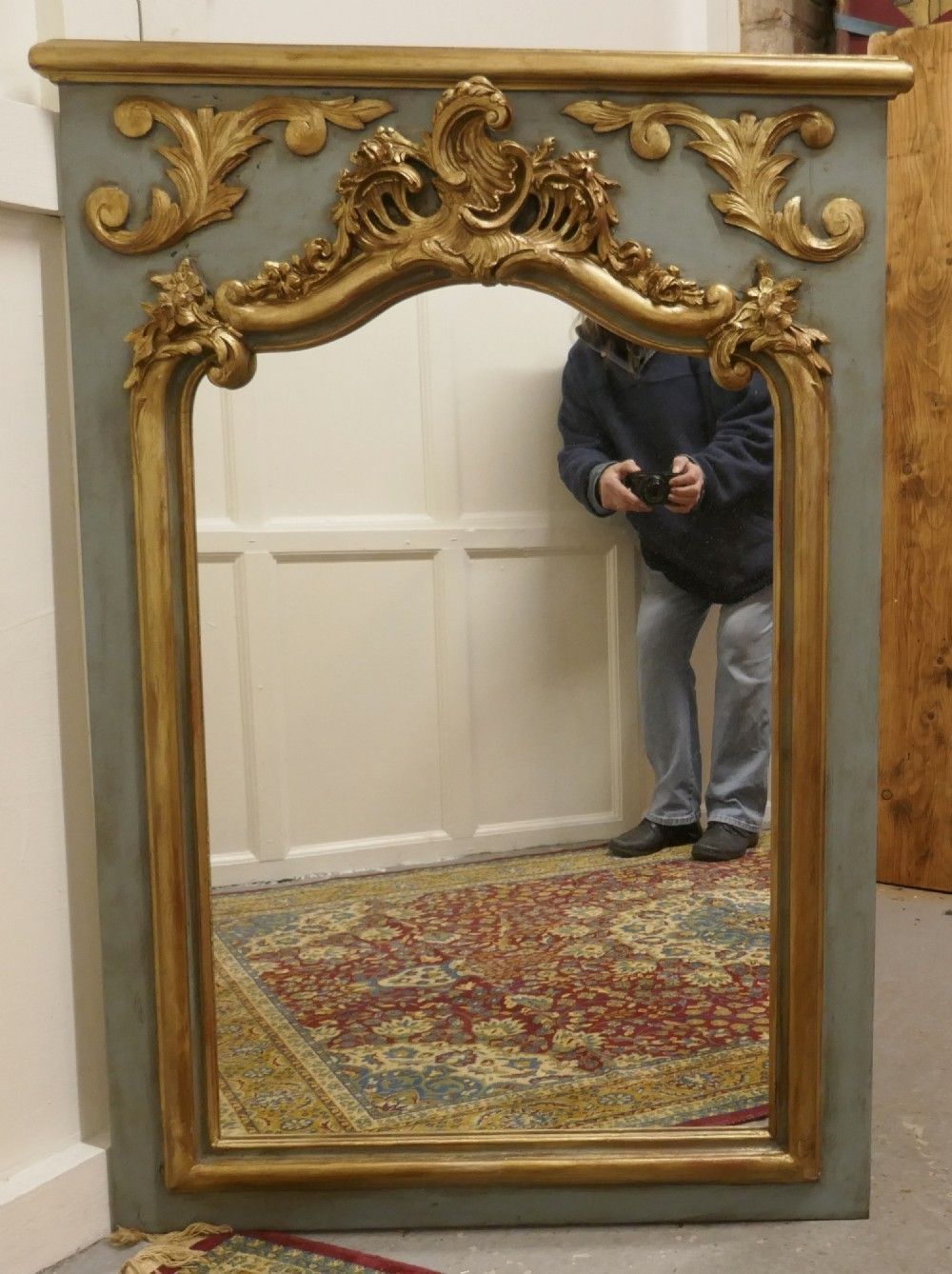 French Napoleon II Carved Gilt And Painted Console Mirror photo 750.0