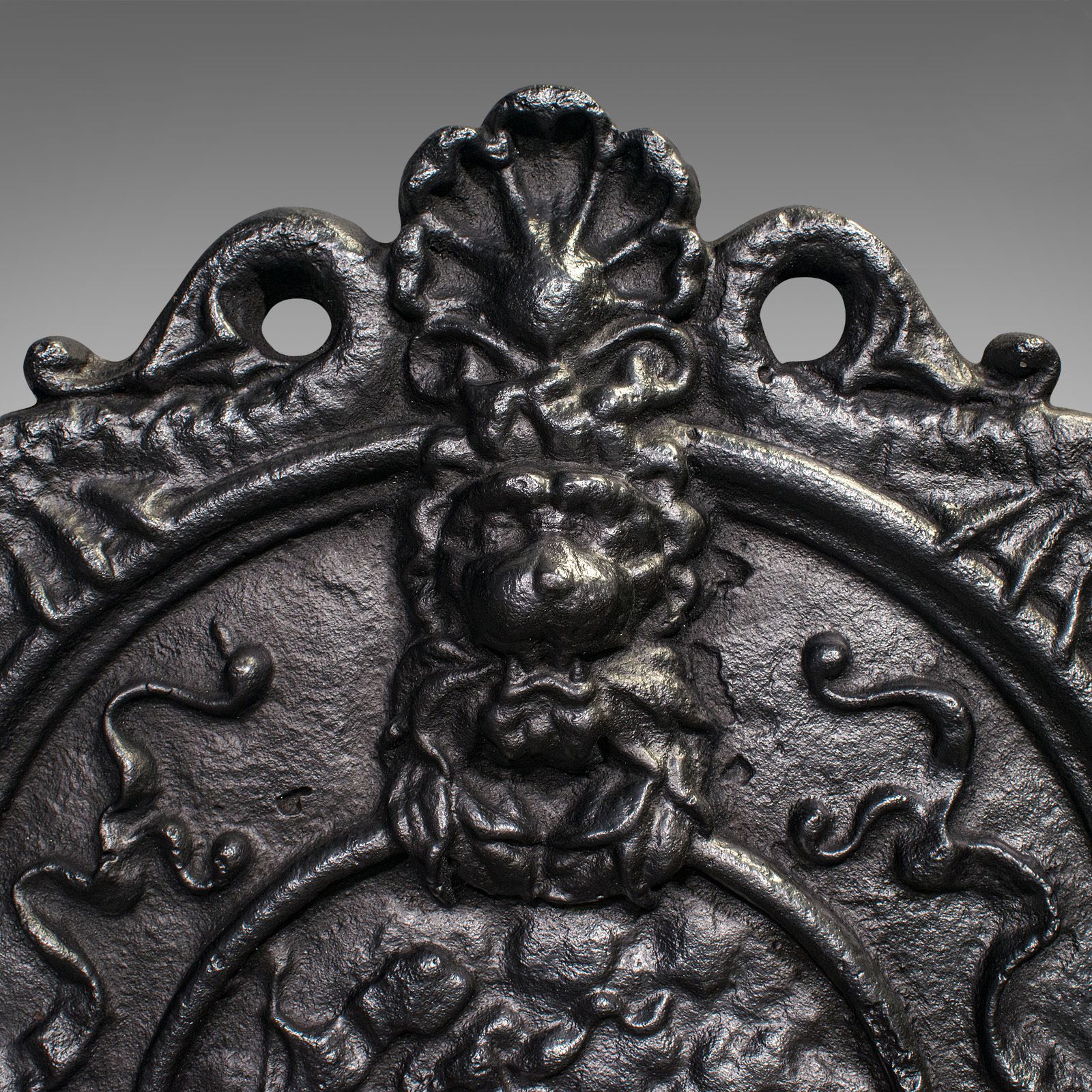 Antique Decorative Fire Back, English, Cast Iron, Fireplace Backrest, C.1900 photo furniture