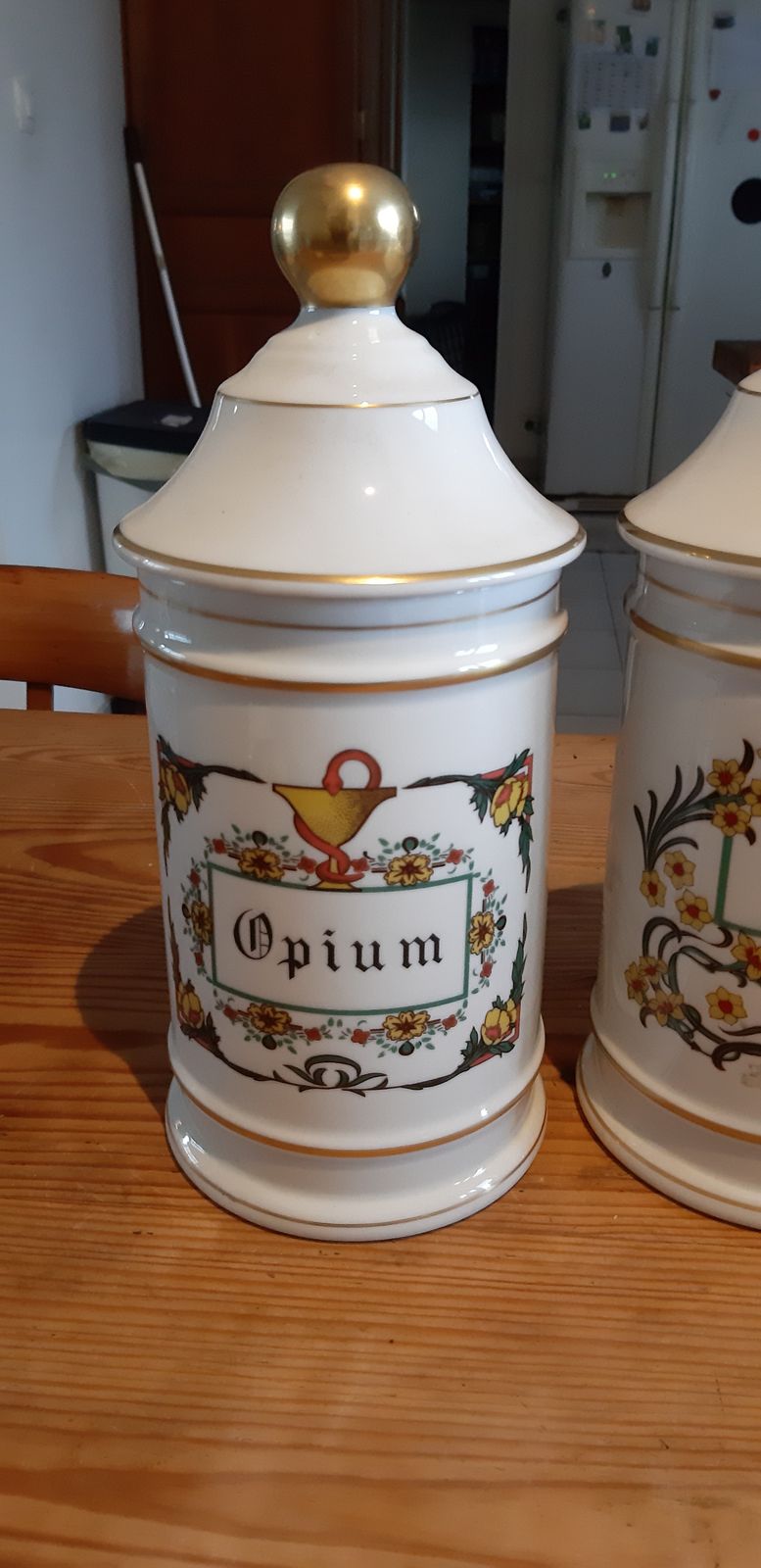 3 Pharmacy Jars 19th Limoges Porcelain Claude Caspenet photo furniture