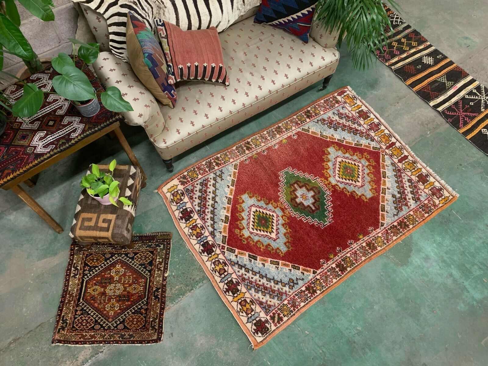 Moroccan Rug Tazenacht Berber Atlas, Tribal, Red , Blue photo furniture