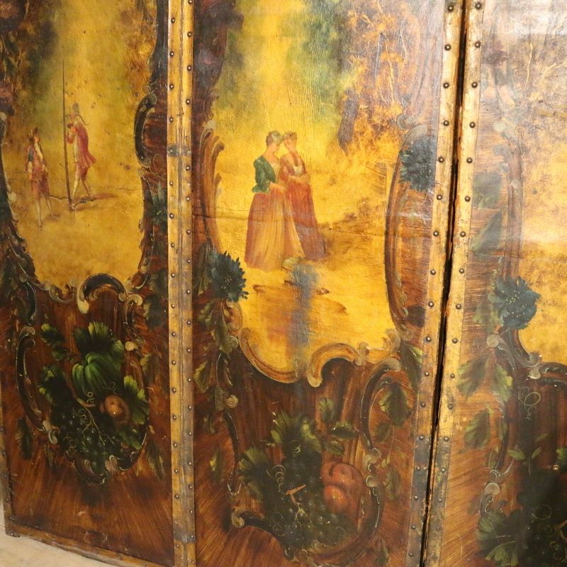 Large Italian Leather Screen, 1800s photo Home Decor