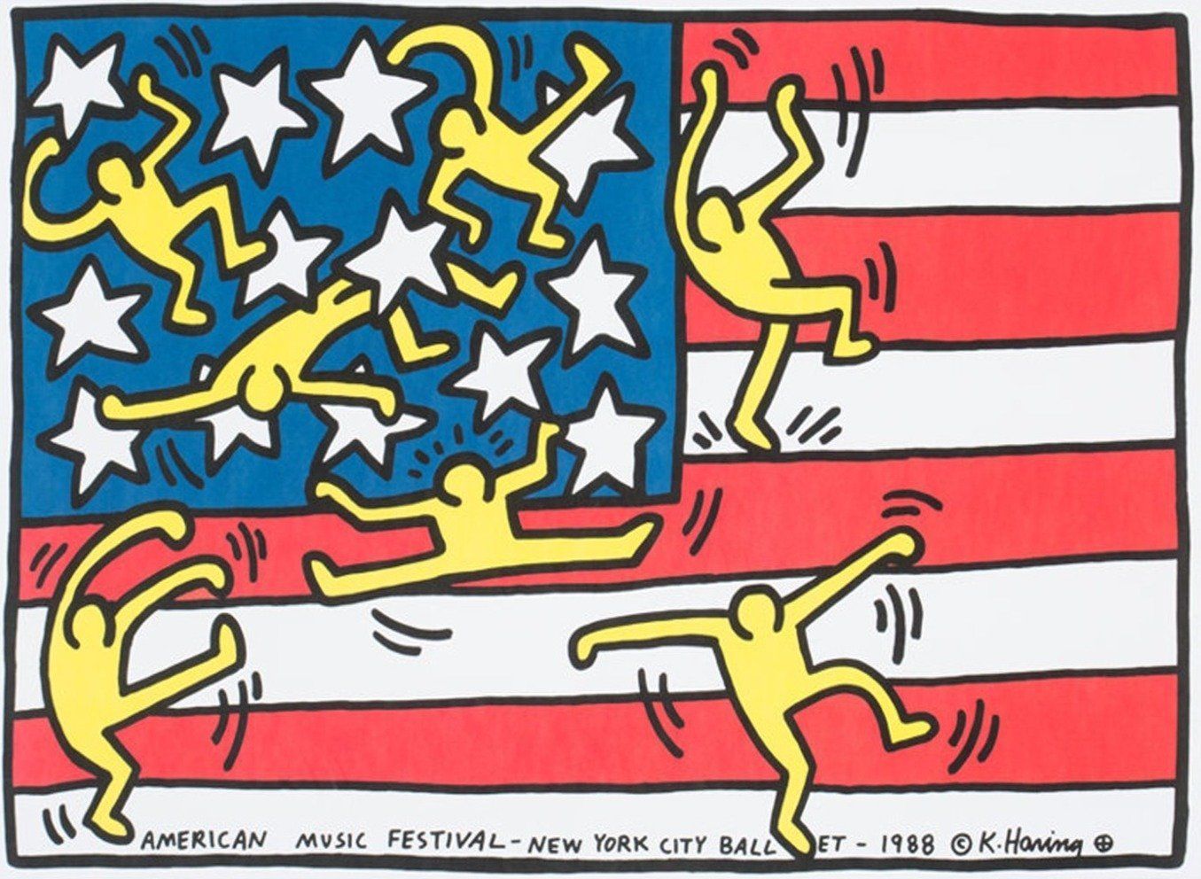 Keith Haring American Music Festival New York City Ballet Original Vintage Poster (Framed)