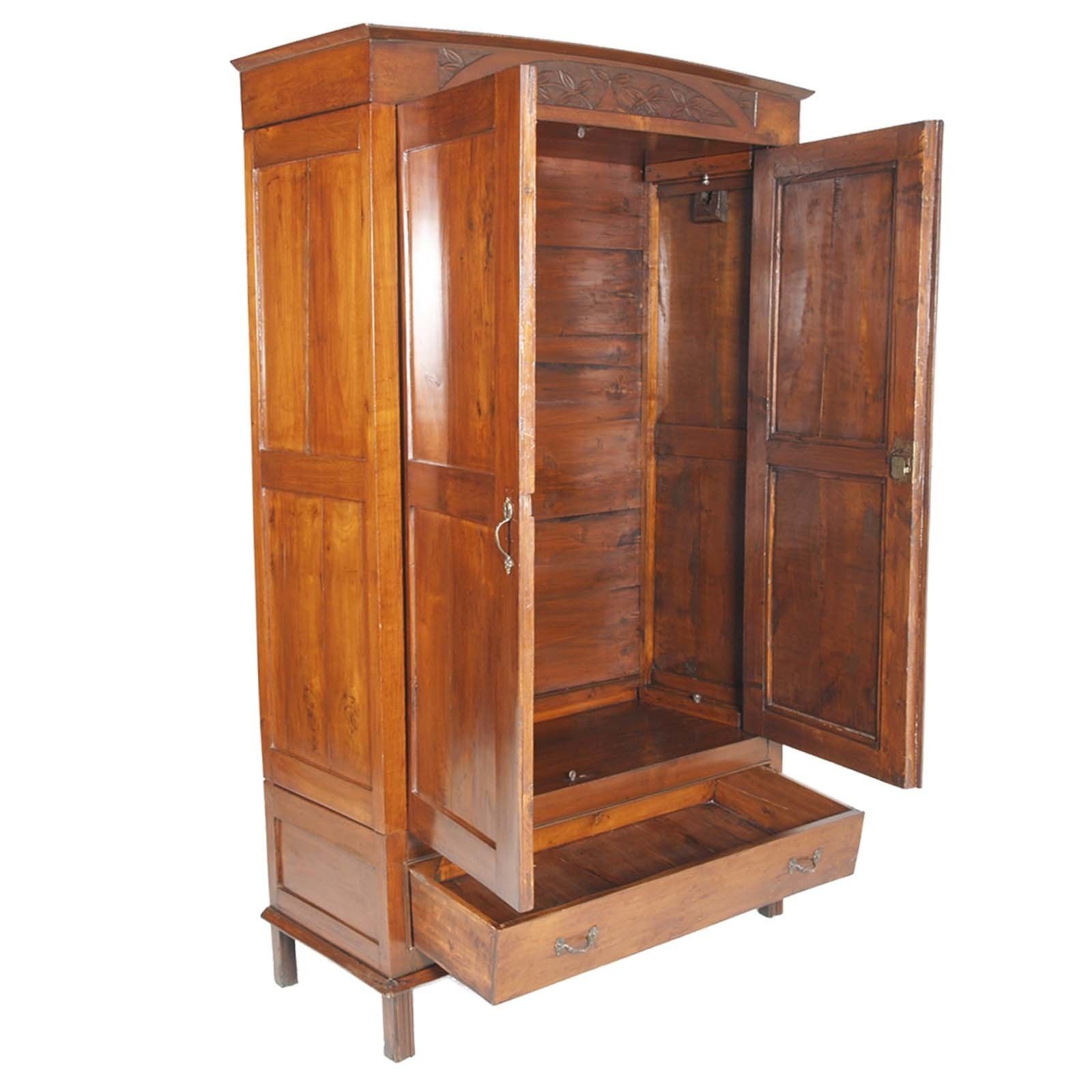 Florentine Art Nouveau Wardrobe Solid Cherry Wood By Dini & Puccini, Hand Carved photo for sale