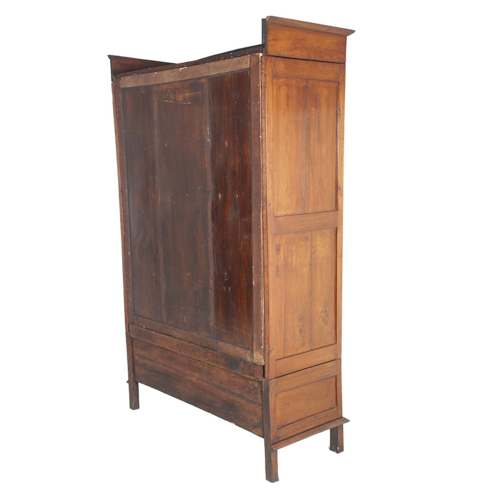Florentine Art Nouveau Wardrobe Solid Cherry Wood By Dini & Puccini, Hand Carved photo vinterior