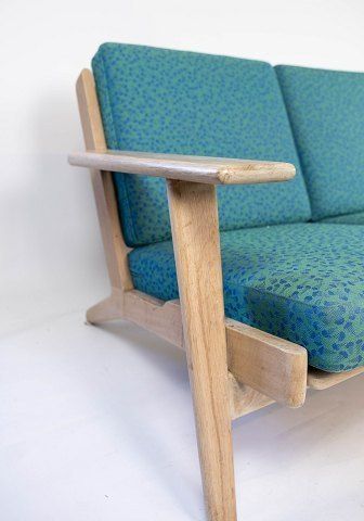 3 Seater Sofa, Model Ge290, In Oak And Blue Hallingdal Wool Designed By Hans J. Wegner In 1953 And Made By Getama In The 1960s. photo for sale
