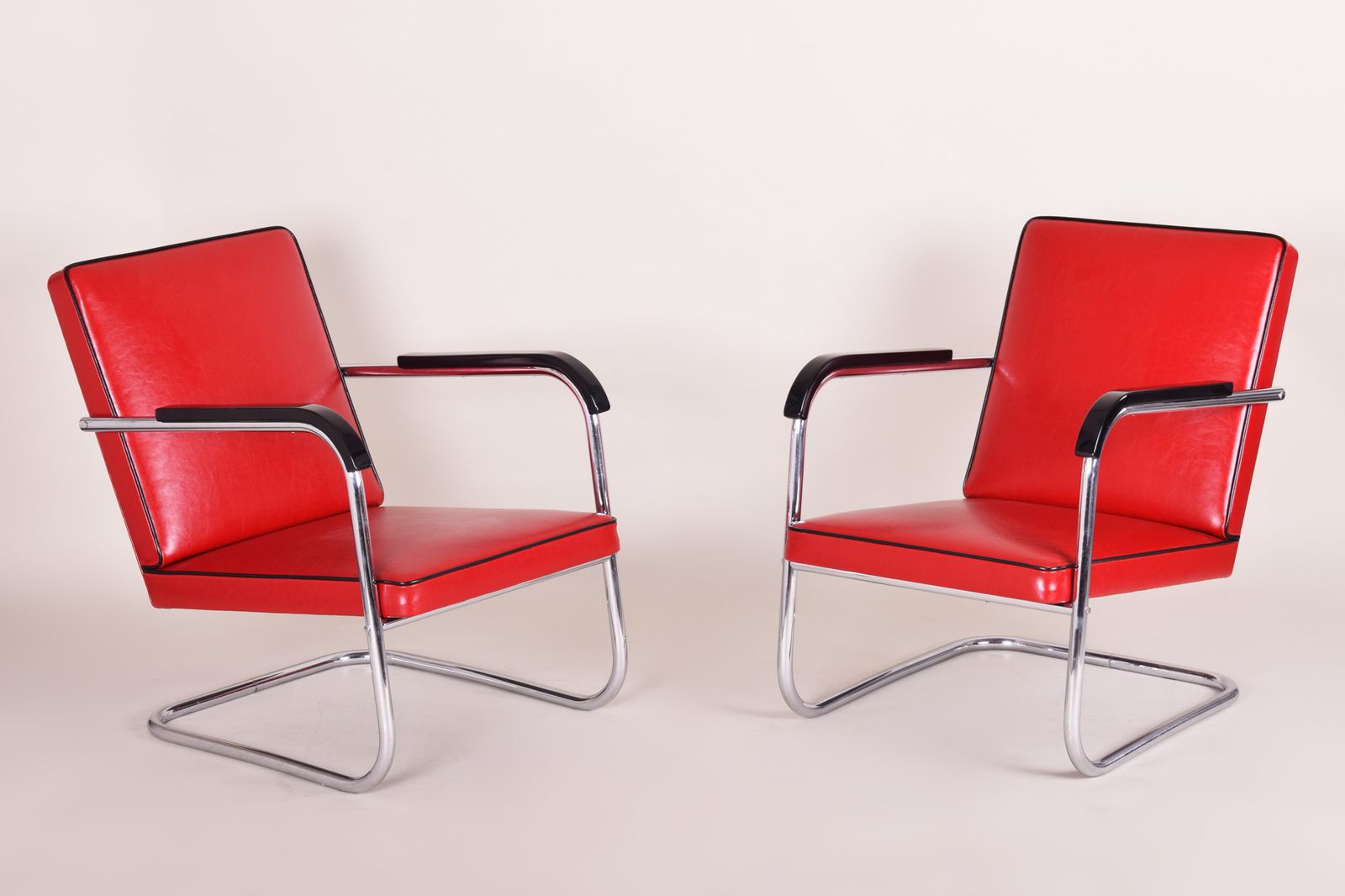 Pair Of Red Bauhaus Armchairs Made In ´30s Germany. Designed By Anton Lorenz. photo furniture