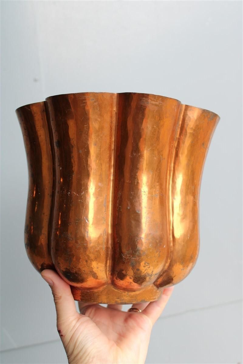 photo vintage Rare Italian Vase 1930 Embossed Copper Gio Ponti For Nino Ferrari Attributed