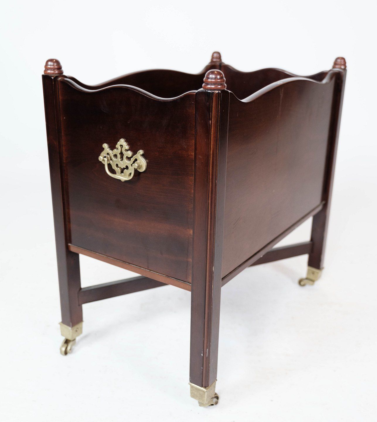 Newspaper Holder Of Mahogany Decorated With Brass Of Danish Design From The 1960s. photo furniture