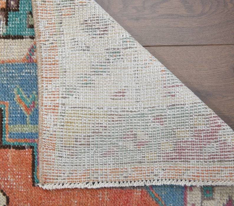 Vintage Turkish Oushak Runner Handmade Wool Carpet  Orange Tribal Kitchen Hallway Rug  Farmhouse Decor  One Of A Kind  Anatolian photo 503.0