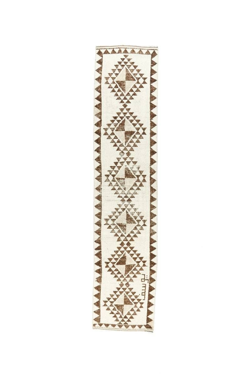 Turkish Vintage Handmade Wool Runner Rug Geometric Hallway Farmhouse Decor One Of A Kind  Anatolia photo furniture