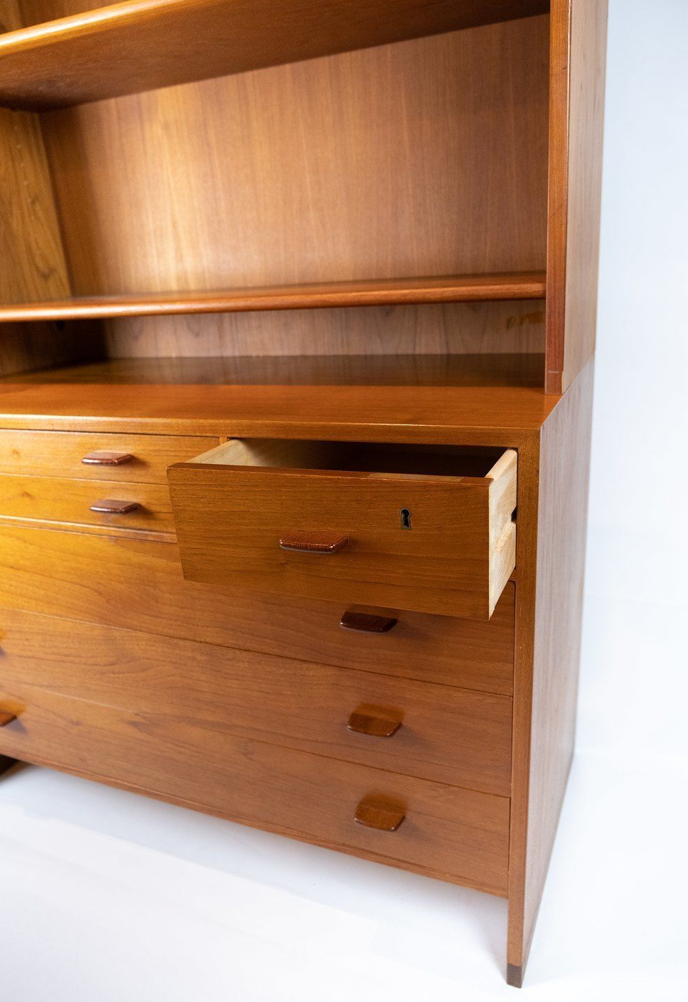 Bookcase With Three Large And Two Smaller Drawers In Teak Designed By Hans J. Wegner From The 1960s. photo for sale