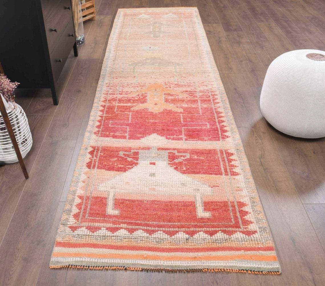 Turkish Antique Runner Oushak Handmade Wool Runner Rug Oriental Orange Hallway Rugs Farmhouse Decor One Of A Kind Anatolian