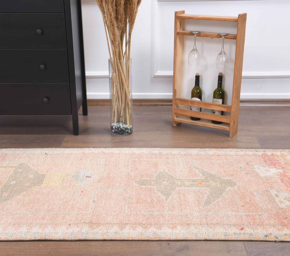 Turkish Antique Runner Oushak Handmade Wool Runner Rug Oriental Orange Hallway Rugs Farmhouse Decor One Of A Kind Anatolian photo buy