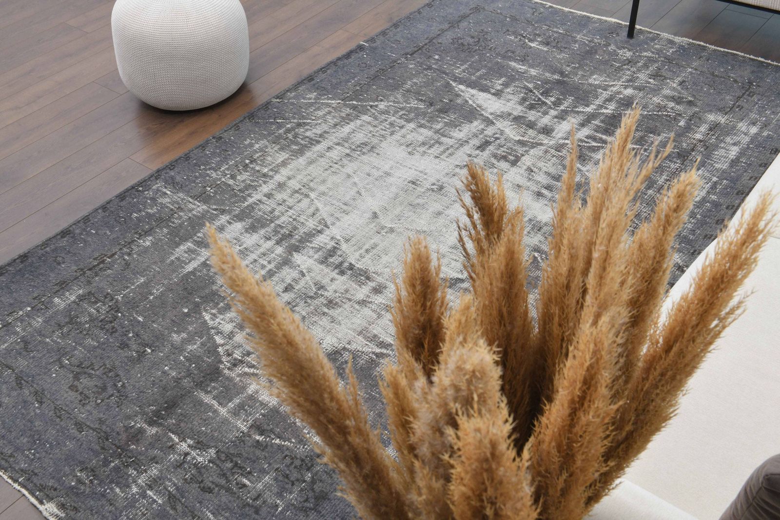 Antique Turkish Carpet, Oushak Handmade Wool Rug, Gray Distressed Area Rugs, Anatolia Farmhouse Decor One Of A Kind, Ethnic Carpet photo Textiles