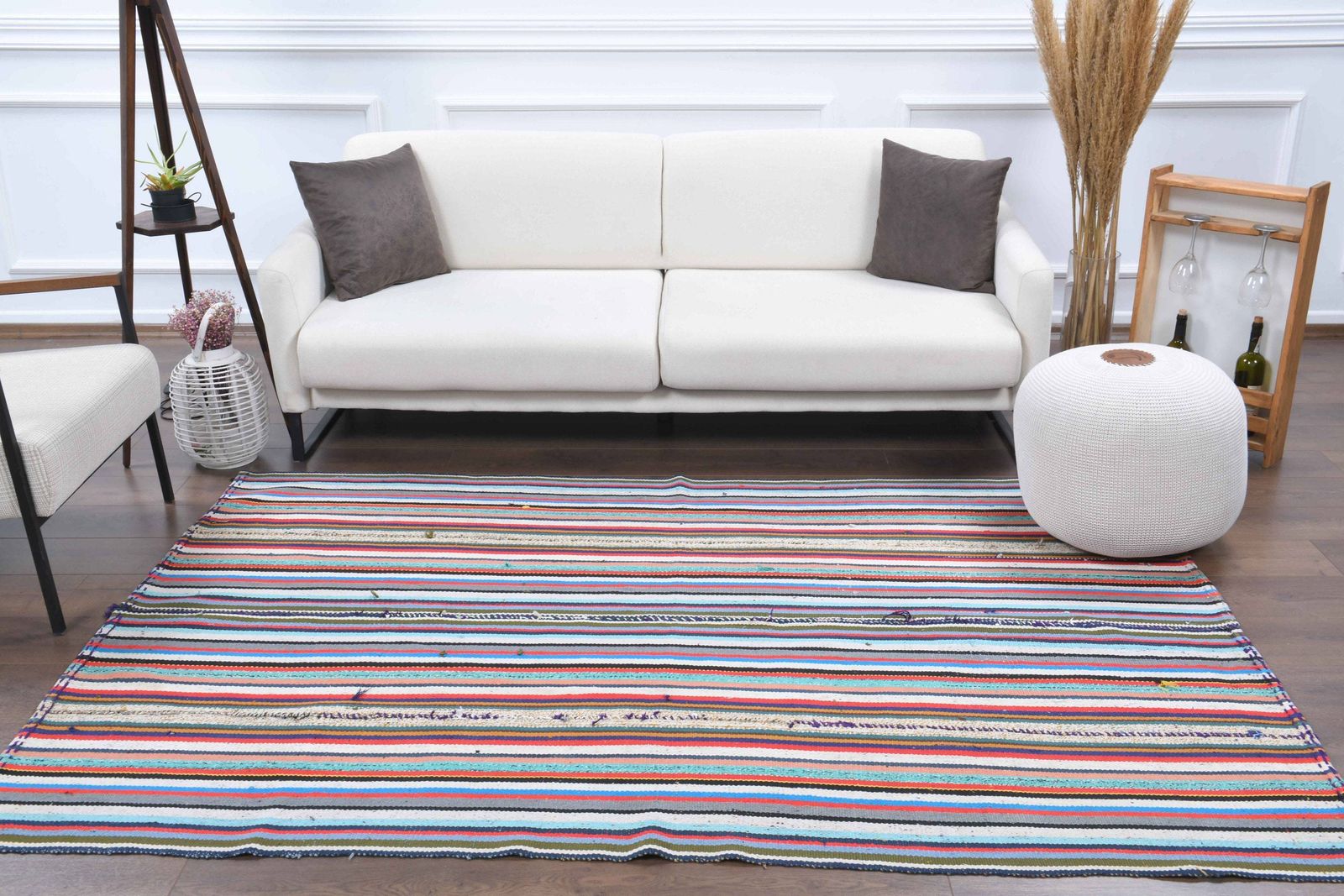 Turkish Kilim Area Rug, Oushak Handmade Wool Colorful Flatweave Rugs, Farmhouse Decor One Of A Kind, Made In Anatolia, Boho