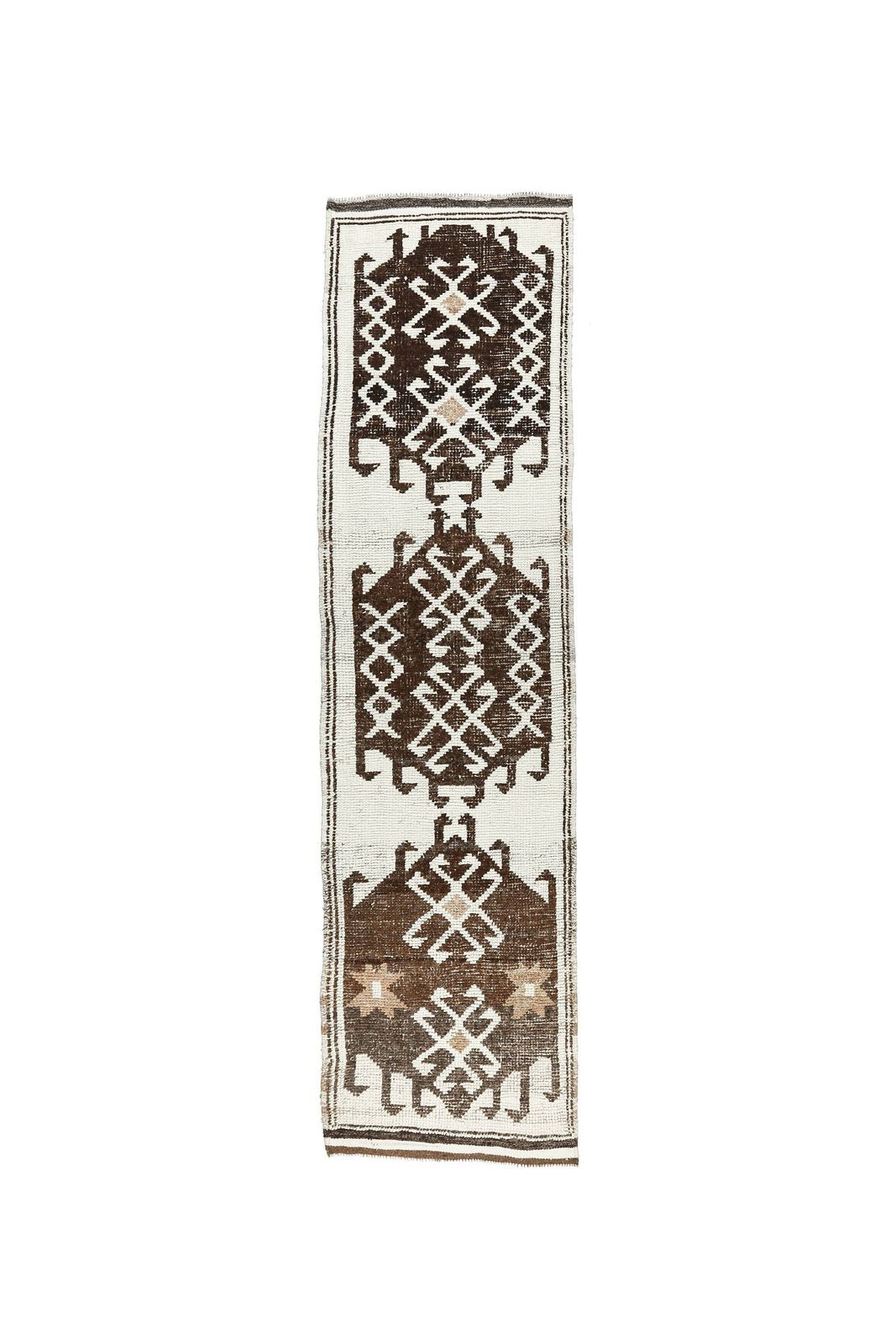 Boho Vintage Turkish Rug Runner, Oushak Handmade Wool Carpet, Hallway White Rugs, Farmhouse Decor, One Of A Kind, Unique Anatolian photo furniture