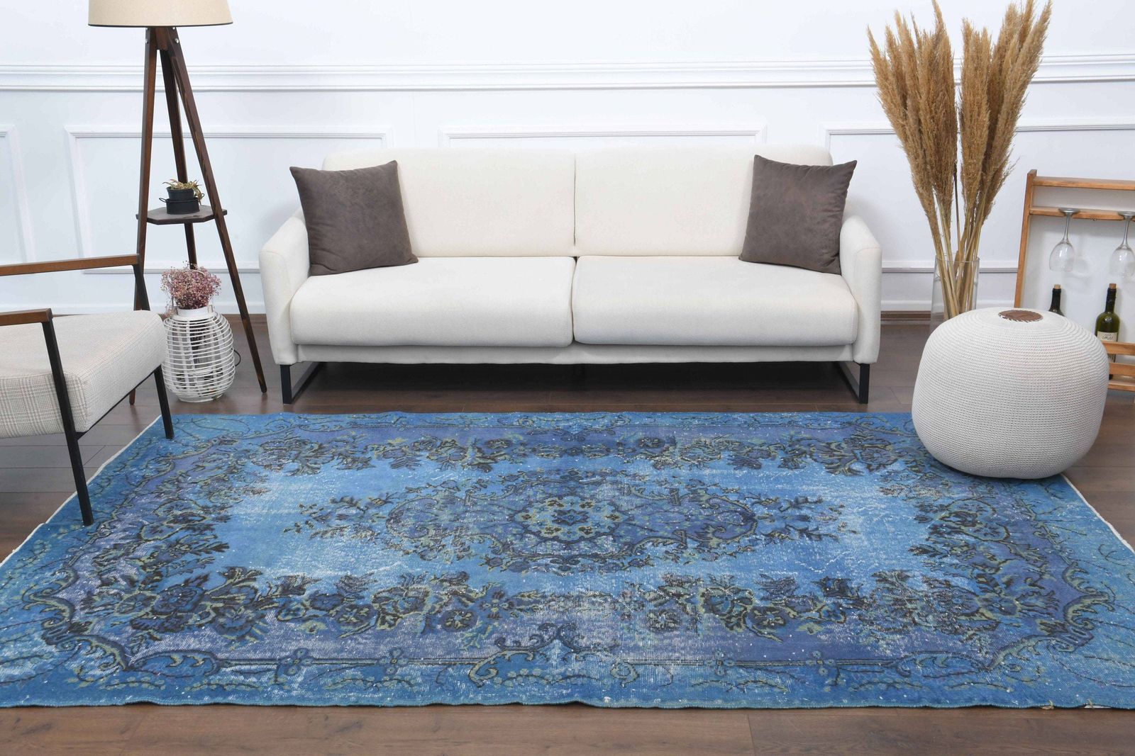 Turkish Oushak Rug, Handmade Wool Carpet, Blue Area Rug, Farmhouse Decor One Of A Kind, Anatolian, Ethnic Carpet, Bohemian Rugs