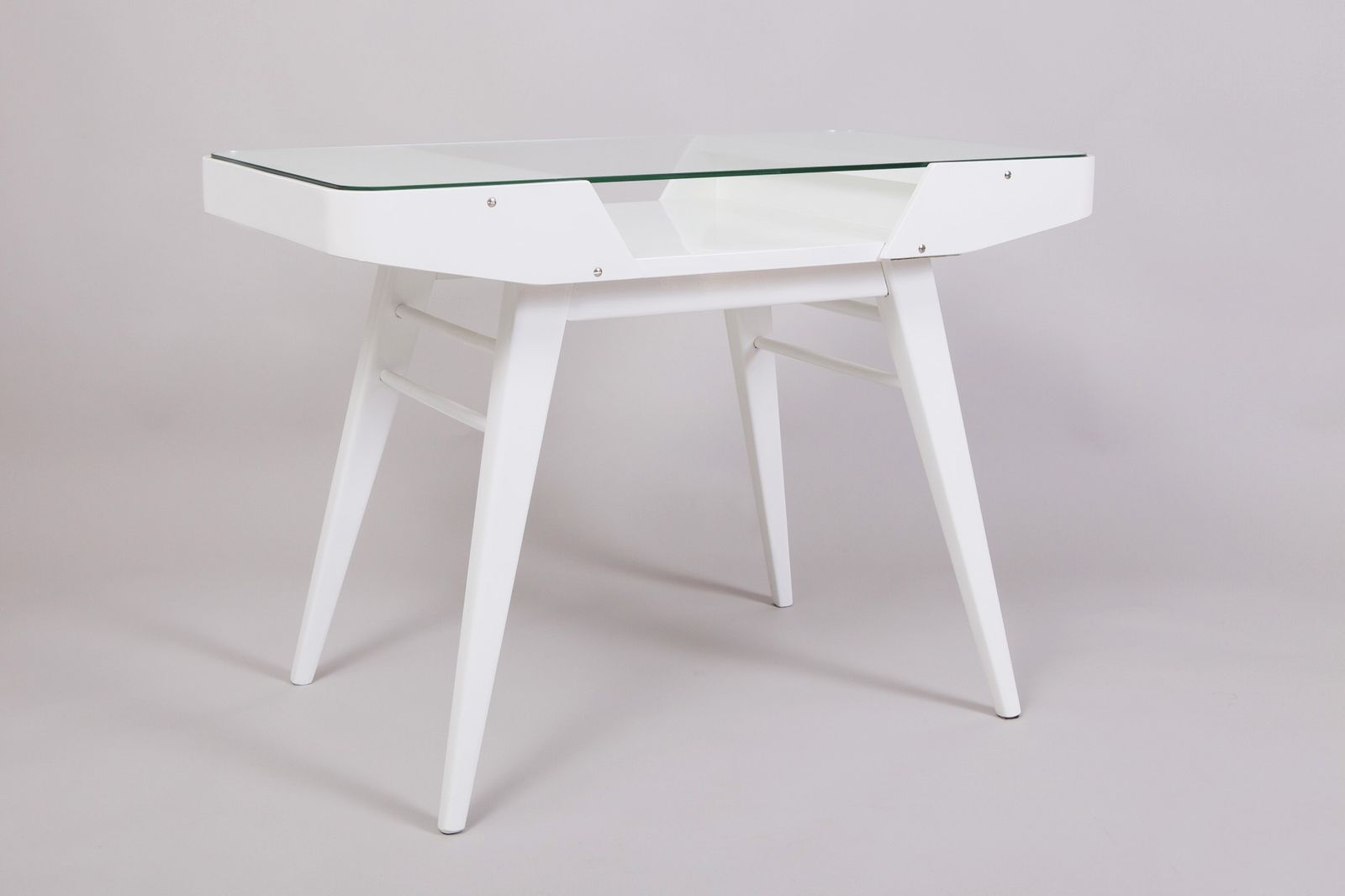 White Mid Century Table Made In ´50s Czechia. Designed By František Jirák.
