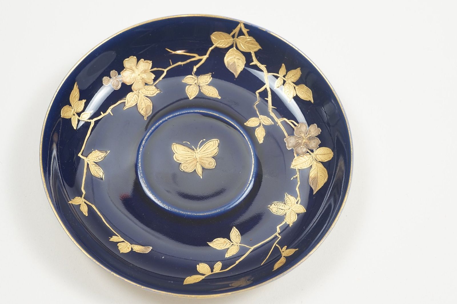 Six Beautiful Pirkenhammer Cobalt And Gold Saucers With Insects And Flowers Numbered 2602 photo furniture