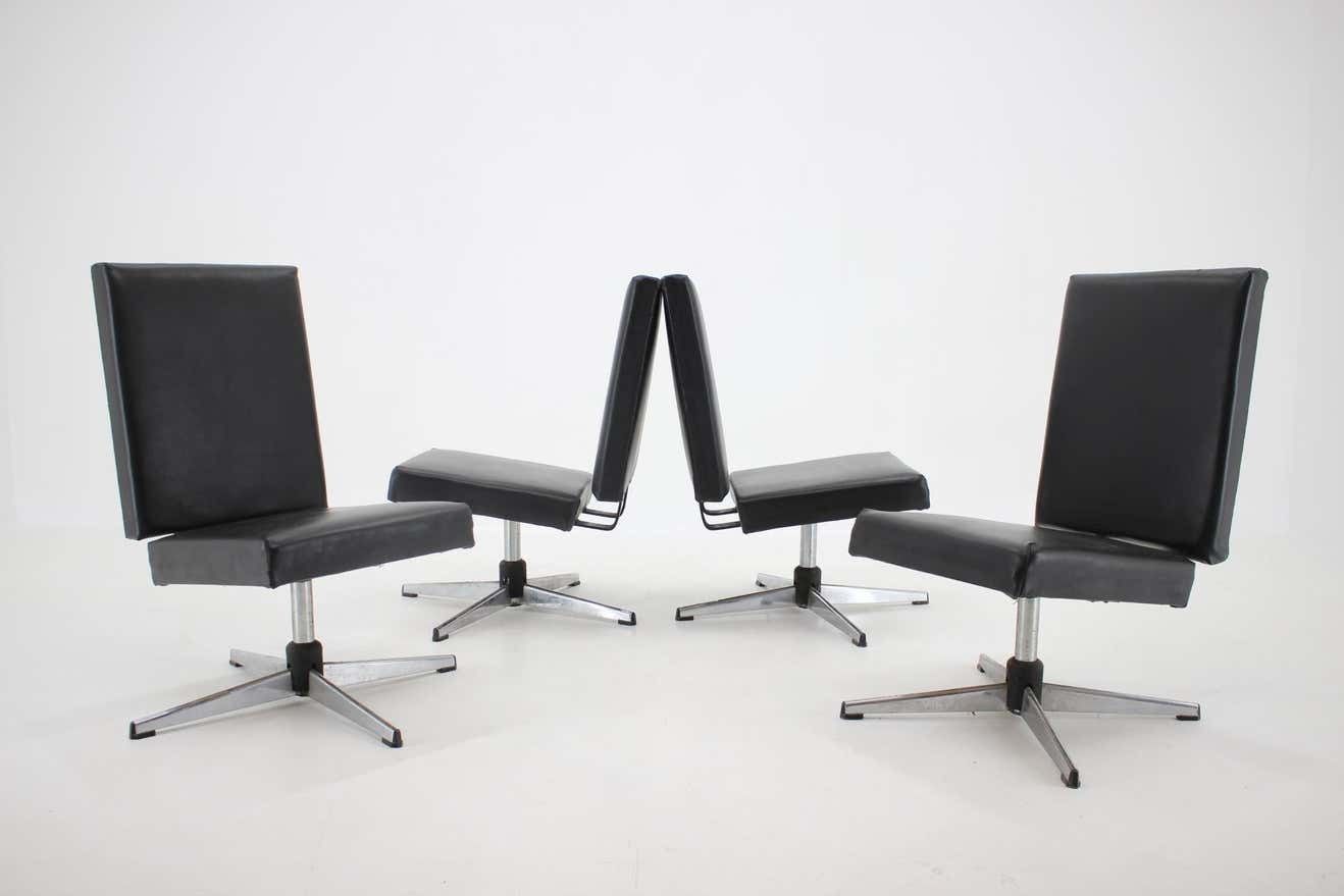 1970s Swivel Chair In Black Leatherette, Czechoslovakia photo furniture