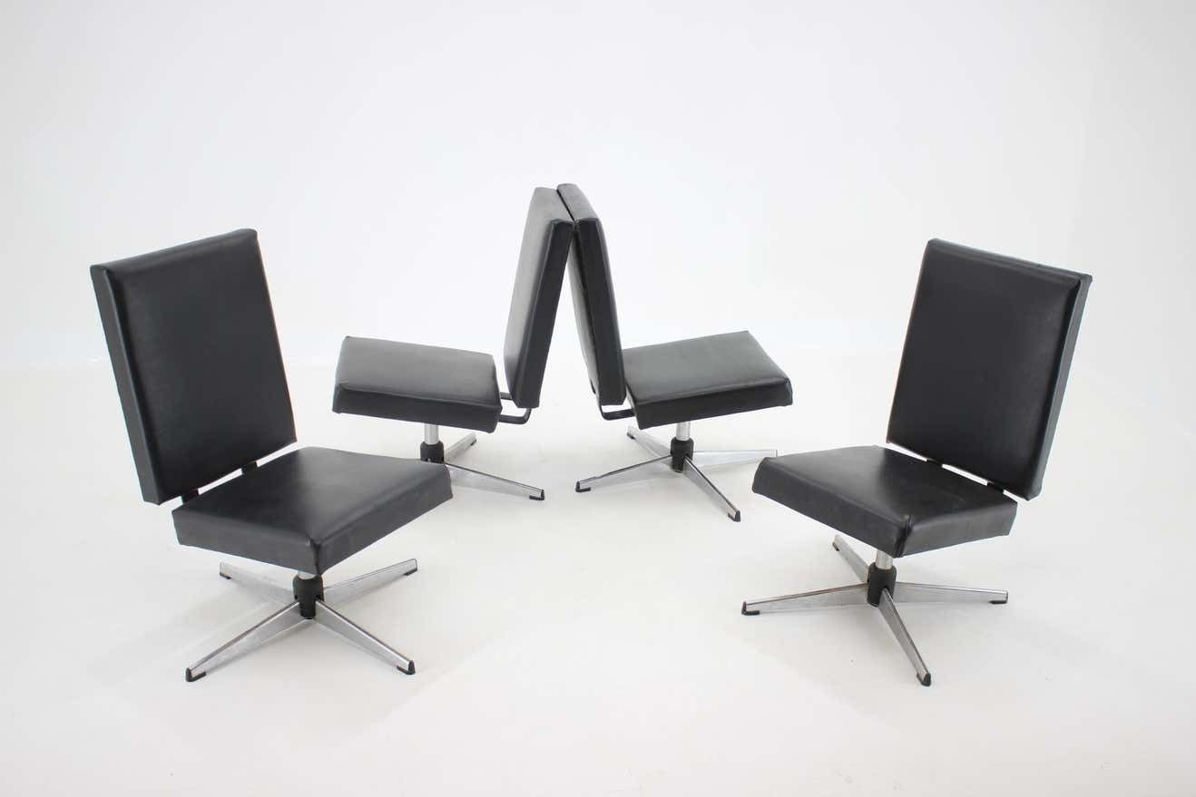 1970s Swivel Chair In Black Leatherette, Czechoslovakia photo for sale