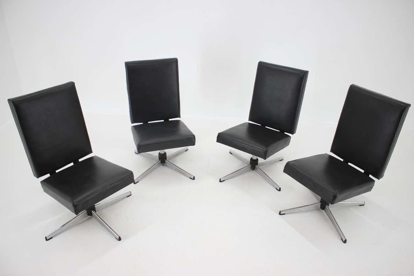 1970s Swivel Chair In Black Leatherette, Czechoslovakia photo 230.0