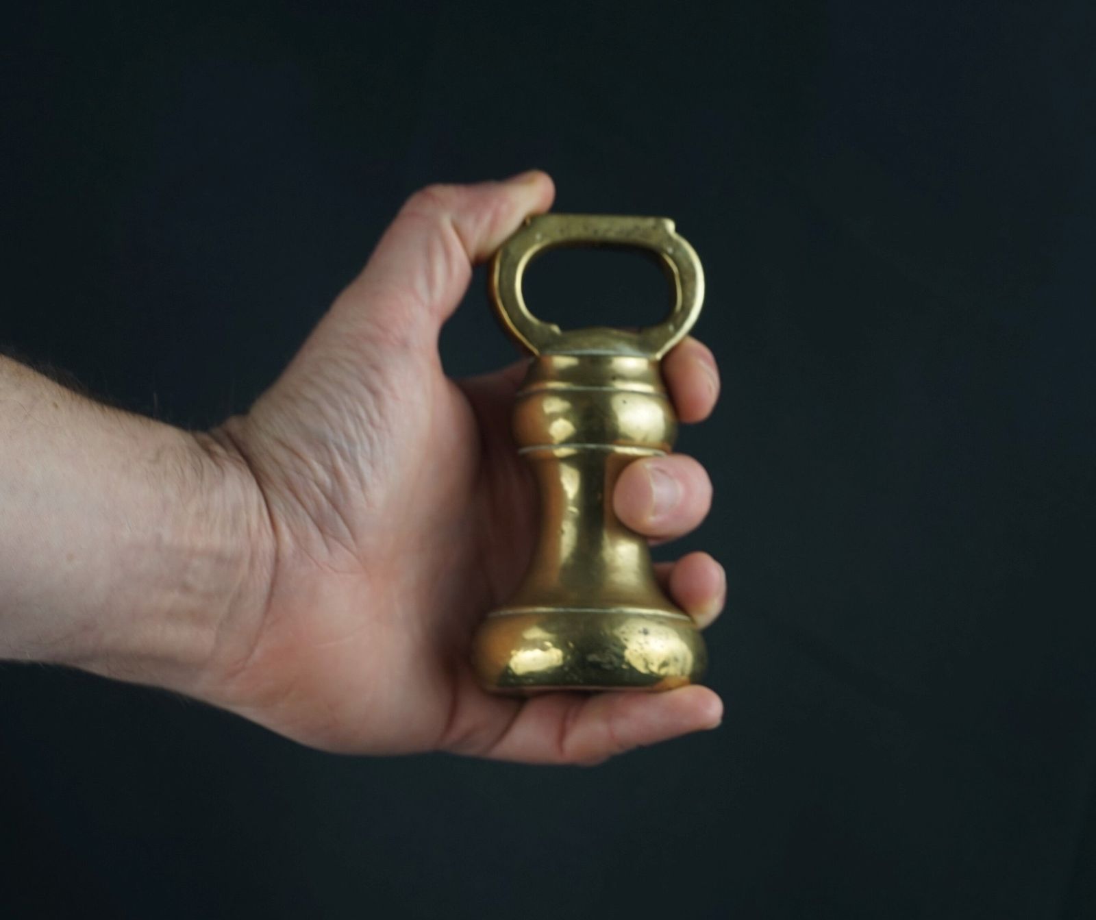 Gorgeous Set Of 1853 English Victorian Brass Bell Weights Weighing 2, 4 And 7 Pounds photo 350.0