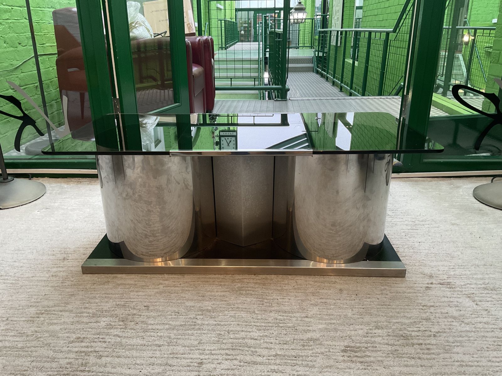 1970’s Italian Steel And Glass Coffee Table By Stildomus