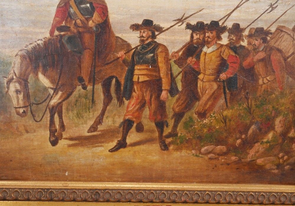 English Civil War Oil Painting Cavaliers Antique War Memorabilia photo 795.0