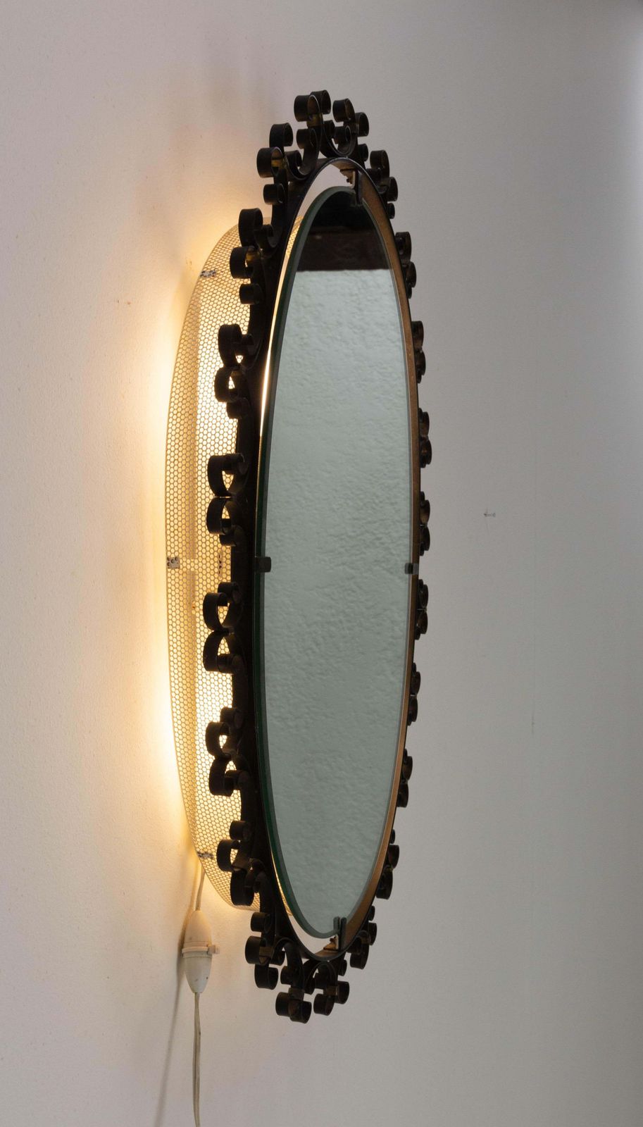 Miroir lumineux en métal, cadre en métal, France, vers 1960 photo buy