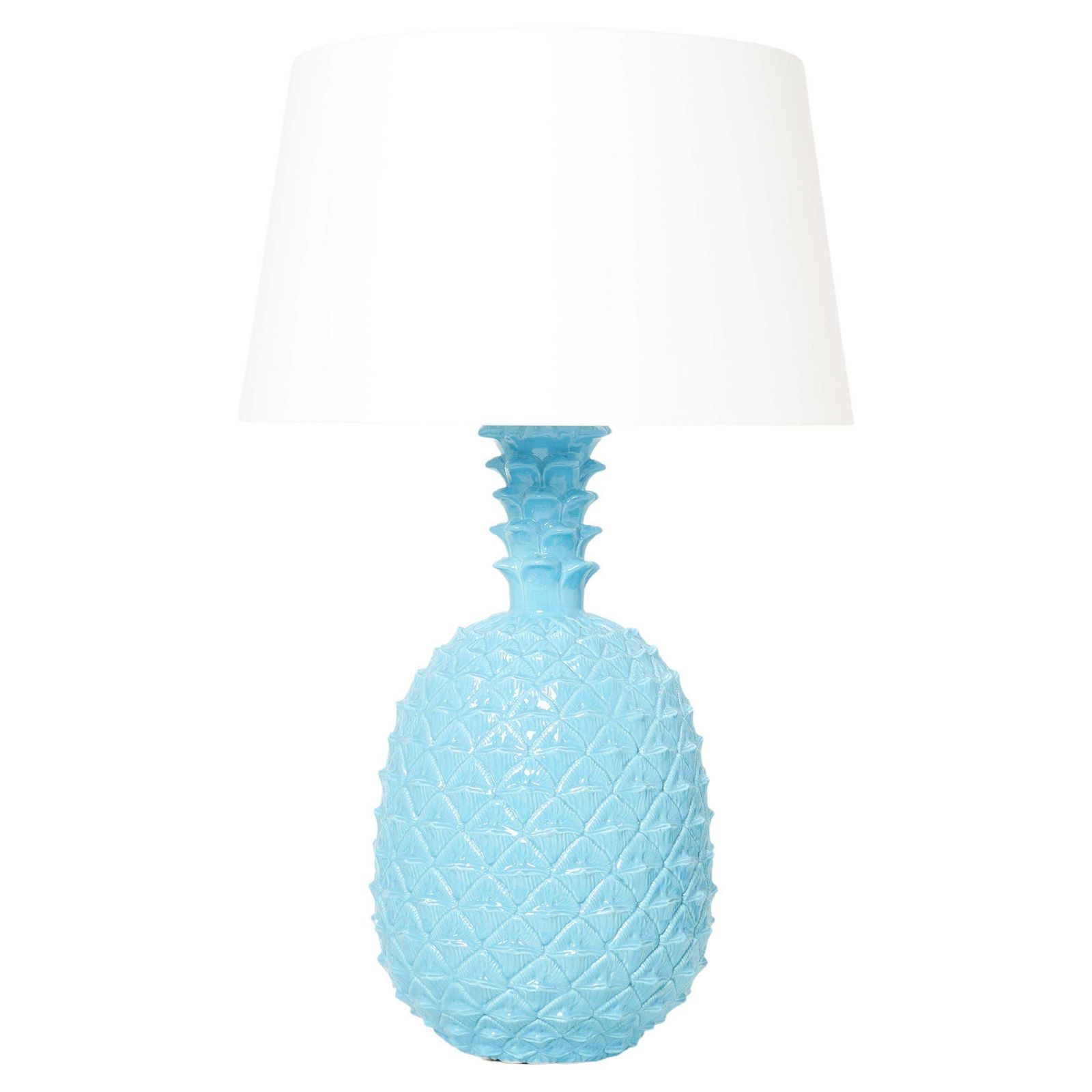 Lampe de table Tommaso Barbi en céramique bleue, motif ananas XL, années 1970