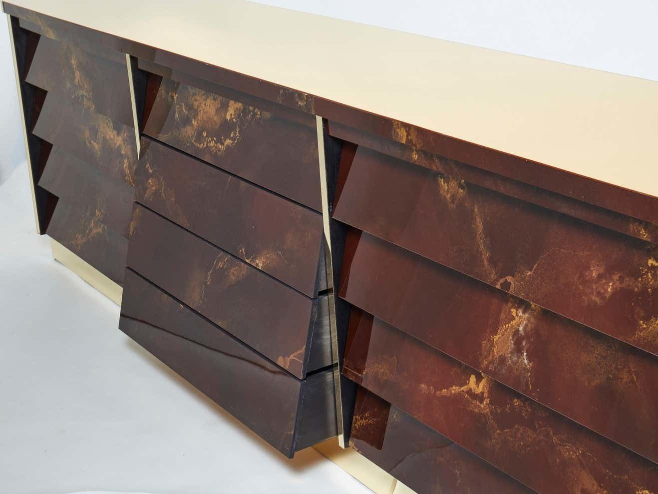 Unique Golden Lacquer Brass Maison Jansen Sideboard Commode, 1970s photo 41325.69
