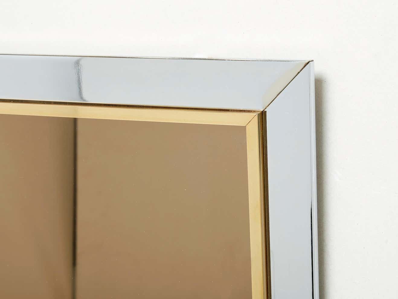 Chrome And Brass Mirror By Belgo Chrome, 1970s photo furniture