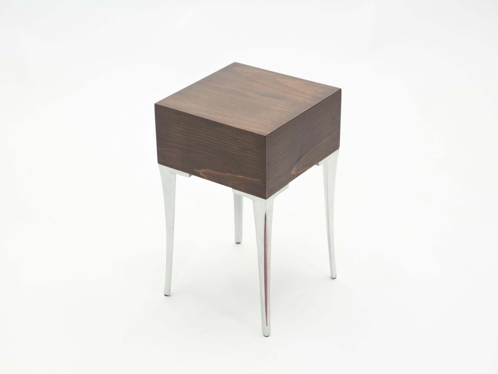 French Ebony Steel End Tables Nightstands, 1970s photo vinterior