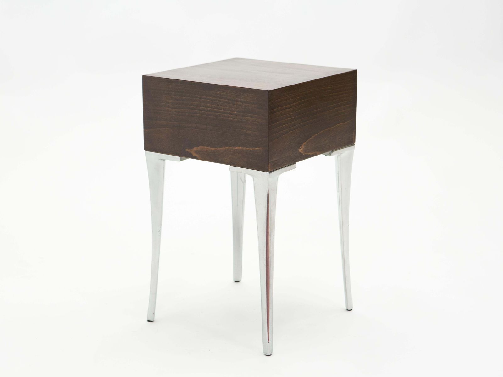 photo vinterior French Ebony Steel End Tables Nightstands, 1970s