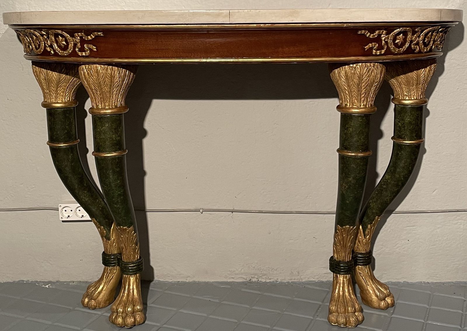 Pair Of Sicilians Consoles Made Of Wood With Gilding And Stucco, 19th Century photo for sale