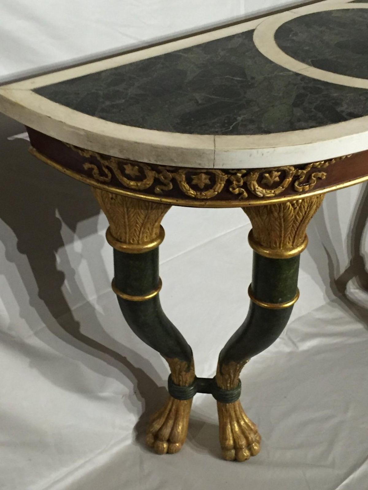 Pair Of Sicilians Consoles Made Of Wood With Gilding And Stucco, 19th Century photo vintage