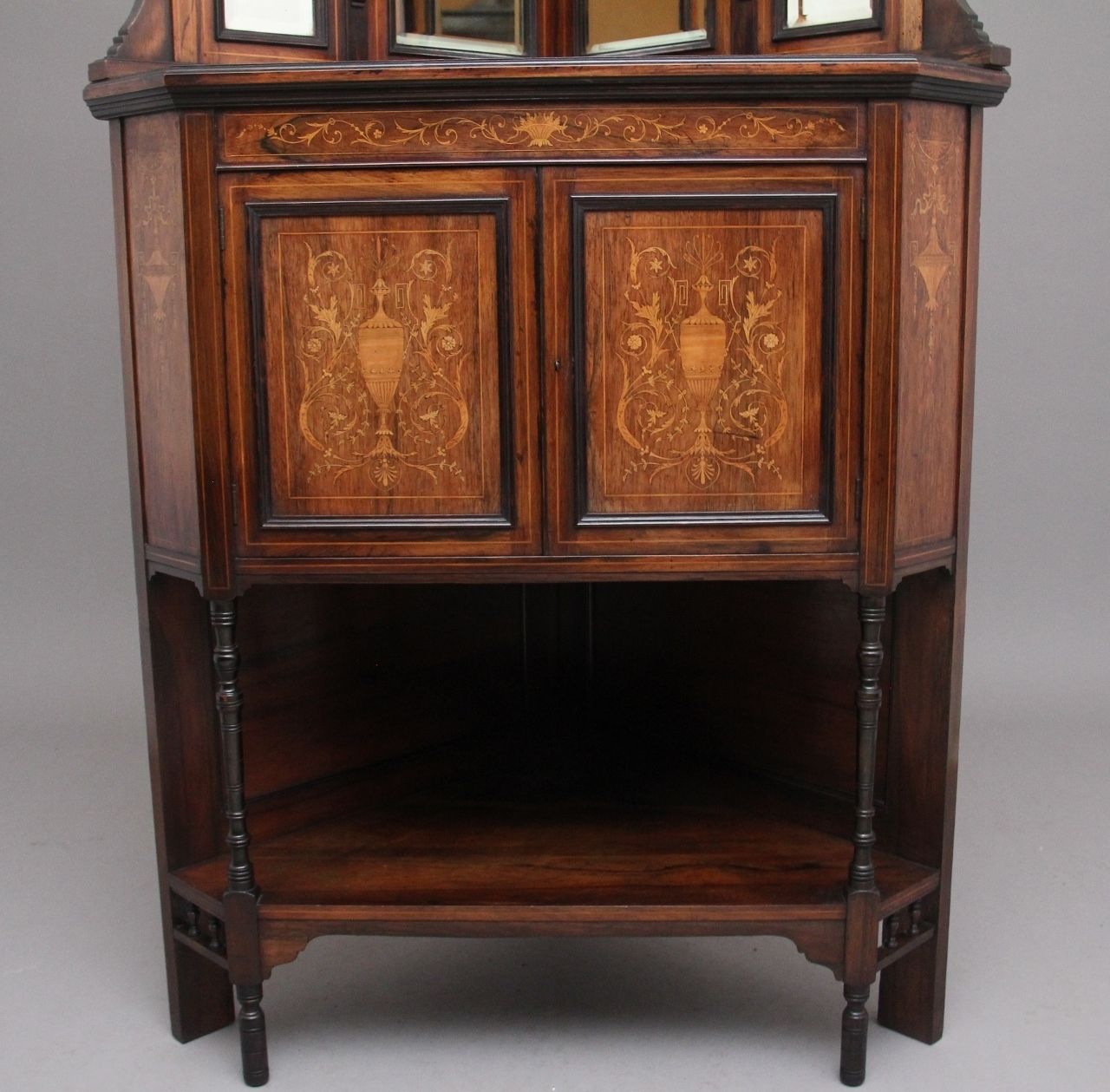 photo furniture 19th Century Inlaid Mahogany Corner Cabinet