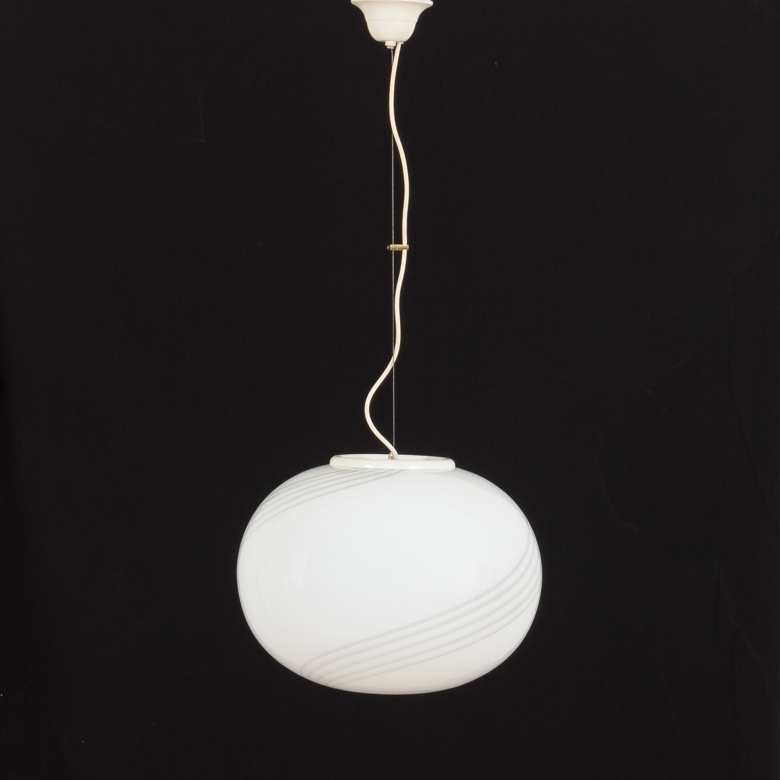 Italian Murano Glass Sphere Pendant Lamp In The Style Of Venini, 1970s