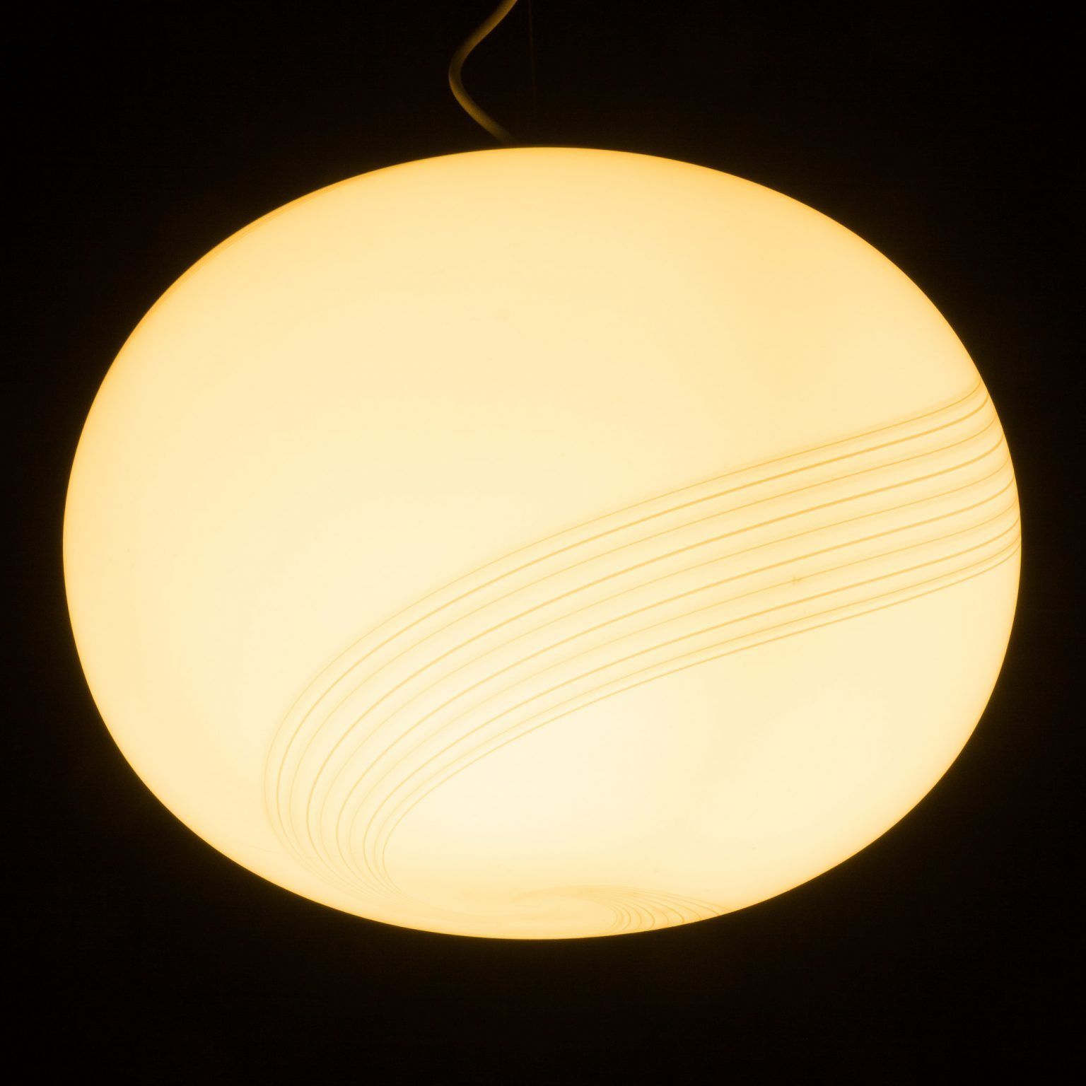 photo for sale Italian Murano Glass Sphere Pendant Lamp In The Style Of Venini, 1970s