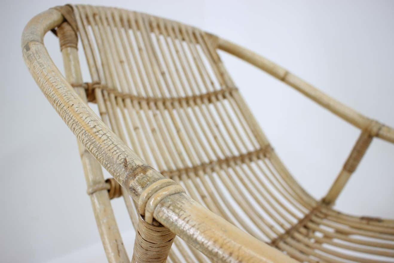 Set Of Garden Or Interior Rattan Table And Three Armchairs By Alan Fuchs   1970s photo vinterior