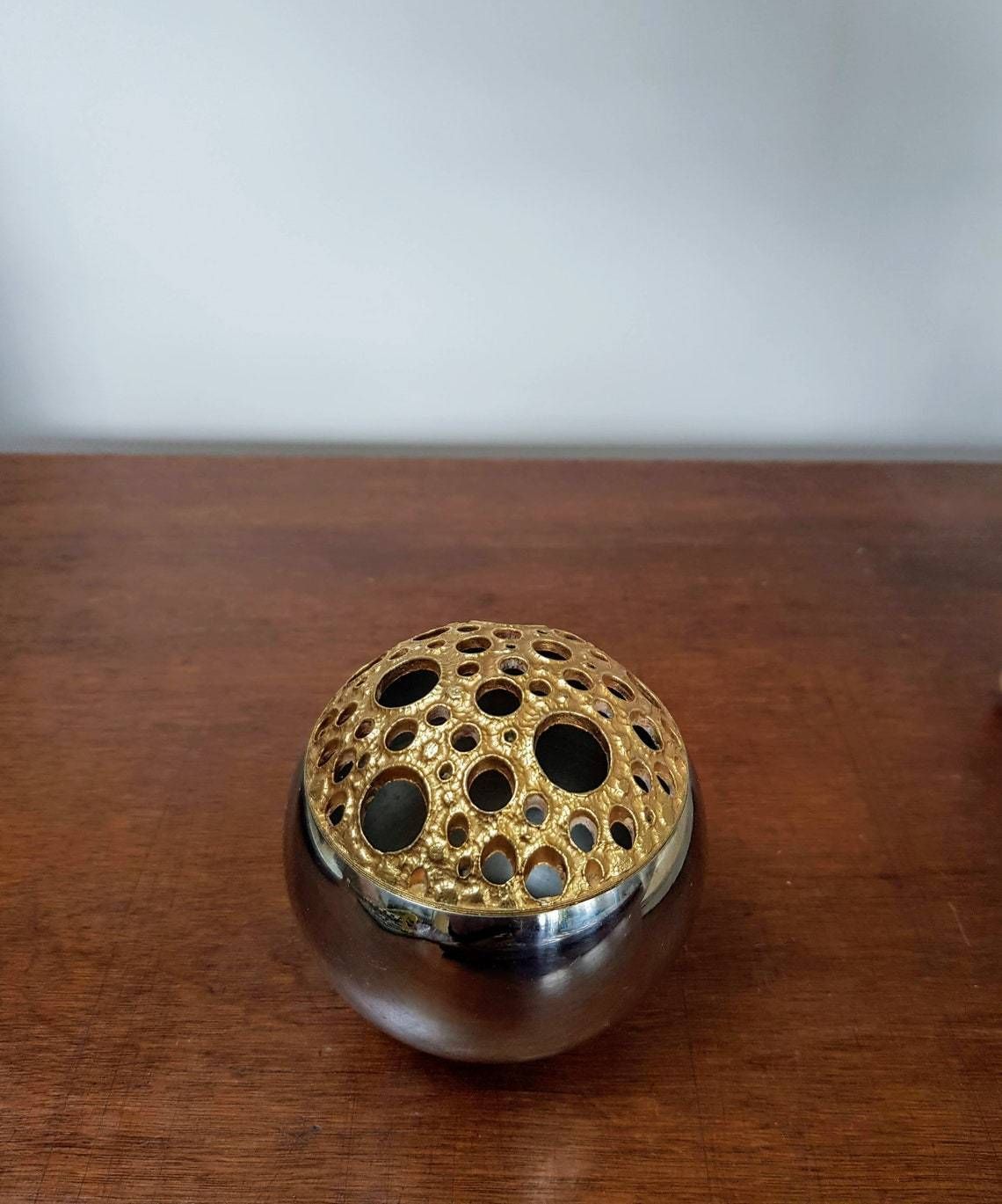 Stuart Devlin For Viners Brutalist Moon Potpourri Bowl 1970s photo furniture