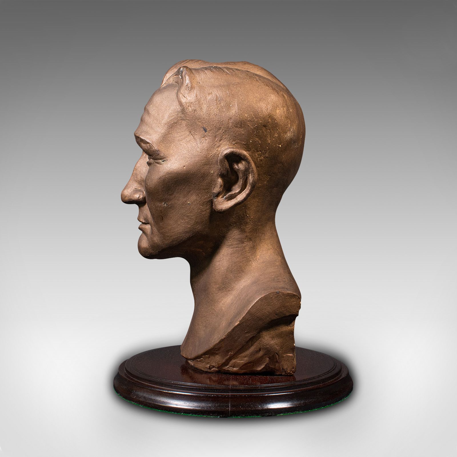 Antique Portrait Bust, English, Plaster, Male Art Figure, Circa 1910 photo 895.0