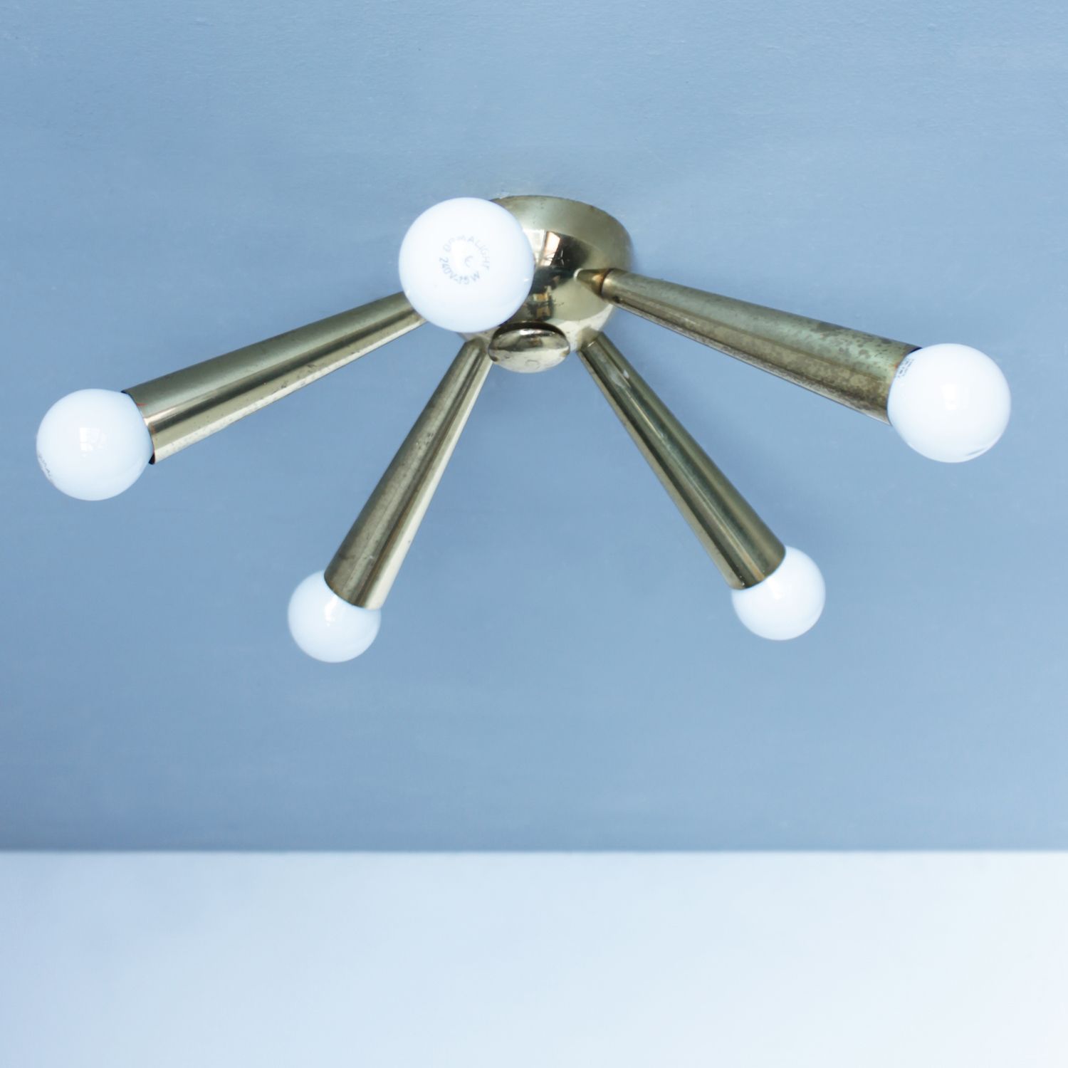 Verlichting Italiaanse Messing Starburst Plafondlamp In De Stijl Van Arredoluce photo