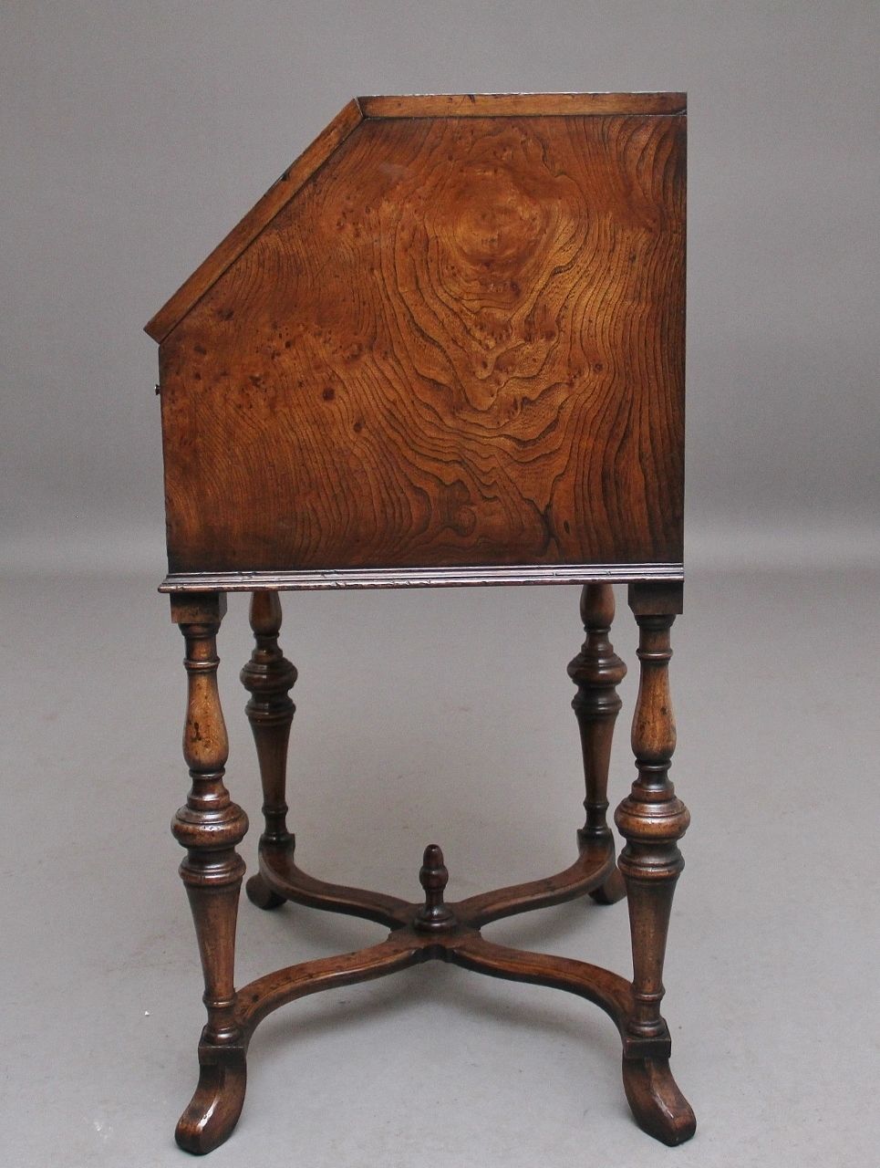 photo for sale Early 20th Century Walnut And Elm Bureau In The Queen Anne Style