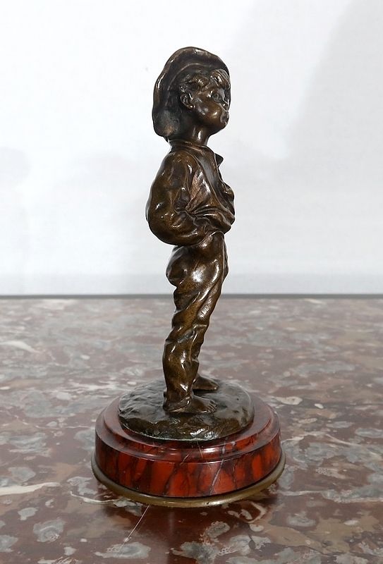 Bronze “Boy With His Hands In His Pockets”   1910 photo vintage
