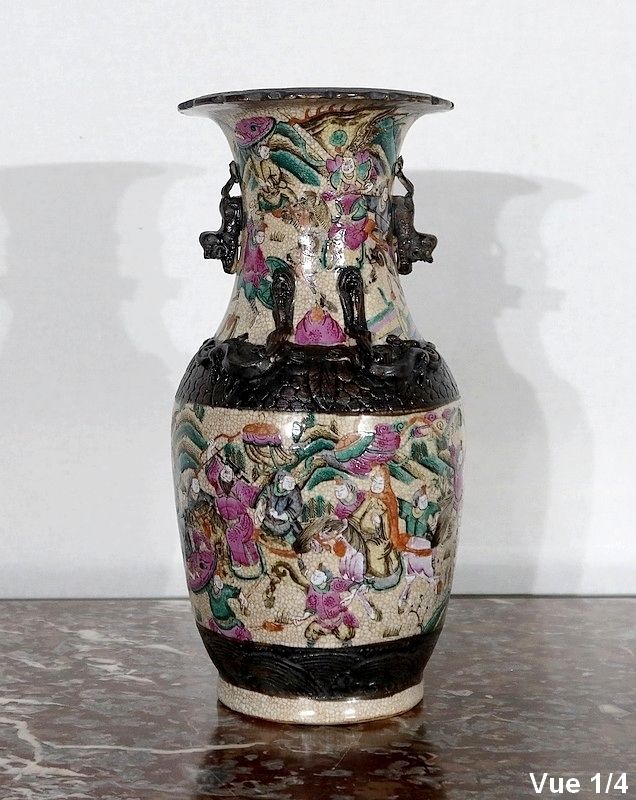 Pair Of Nankin Porcelain Vases, China, Late 19th Century photo for sale
